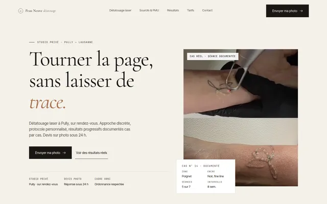 L’accueil du site de Peau Neuve, à Pully : « Tourner la page, sans laisser de trace ».